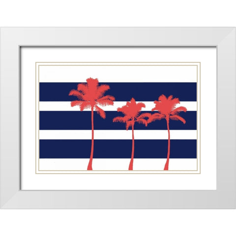 Indigo Stripe Palms II White Modern Wood Framed Art Print with Double Matting by Murdock, Ramona