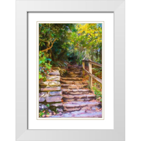 Rocky Steps White Modern Wood Framed Art Print with Double Matting by Murdock, Ramona