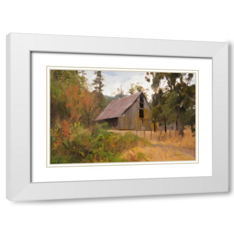 Roadside Barn White Modern Wood Framed Art Print with Double Matting by Murdock, Ramona