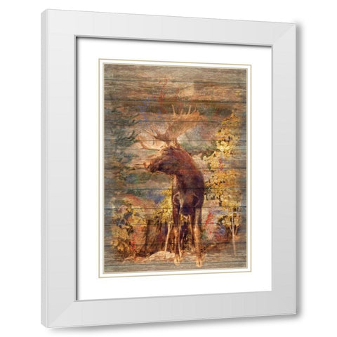 Majestic Moose White Modern Wood Framed Art Print with Double Matting by Murdock, Ramona