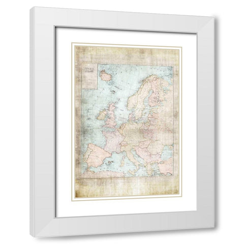 Central Europe Map WWII White Modern Wood Framed Art Print with Double Matting by Murdock, Ramona