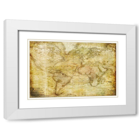 Vintage Map White Modern Wood Framed Art Print with Double Matting by Murdock, Ramona