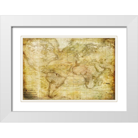 Vintage Map White Modern Wood Framed Art Print with Double Matting by Murdock, Ramona