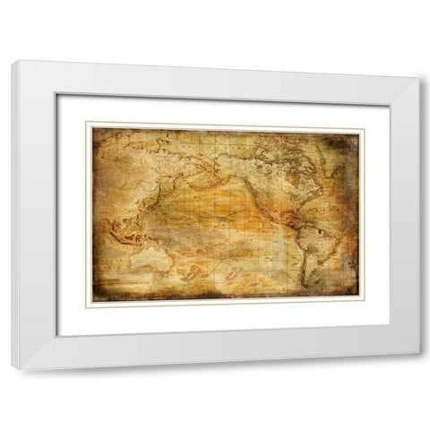 Vintage Map II White Modern Wood Framed Art Print with Double Matting by Murdock, Ramona