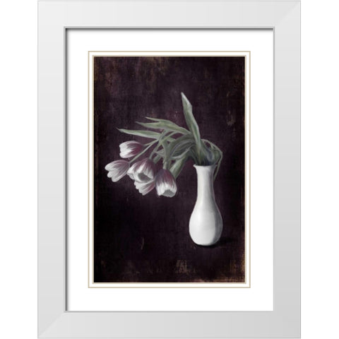 Droopy Tulips White Modern Wood Framed Art Print with Double Matting by Murdock, Ramona