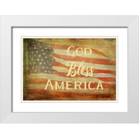 God Bless America White Modern Wood Framed Art Print with Double Matting by Murdock, Ramona