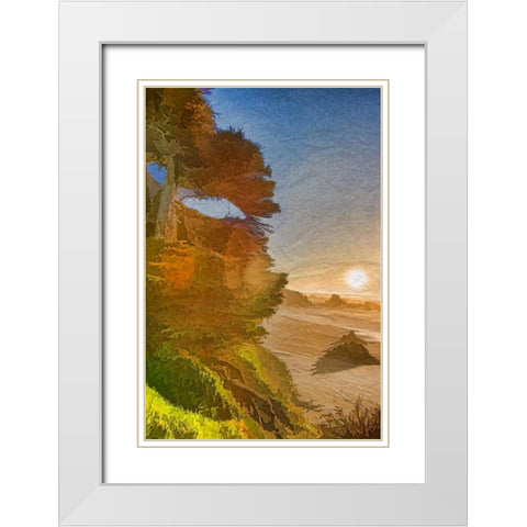 Beach Sunset White Modern Wood Framed Art Print with Double Matting by Murdock, Ramona