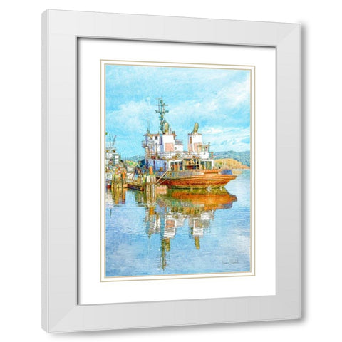 Harbor Tug White Modern Wood Framed Art Print with Double Matting by Murdock, Ramona
