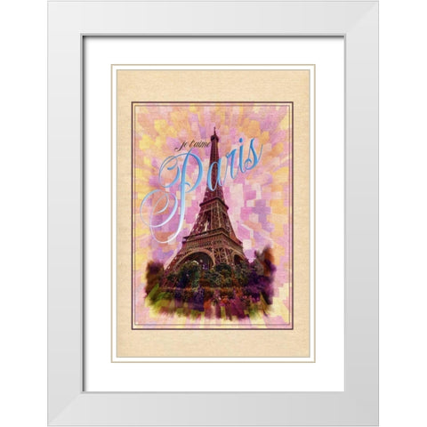 Je Taime Paris White Modern Wood Framed Art Print with Double Matting by Murdock, Ramona