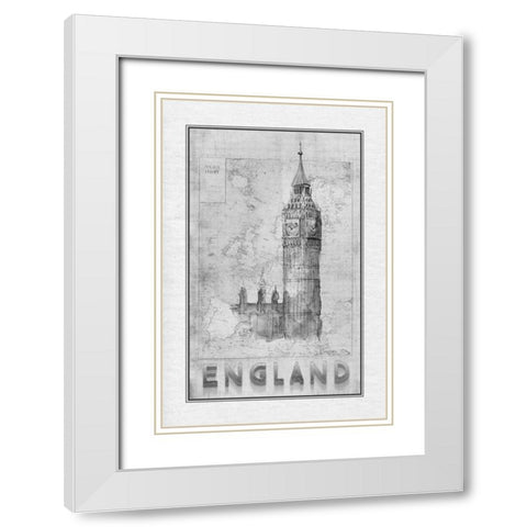 Travel England White Modern Wood Framed Art Print with Double Matting by Murdock, Ramona