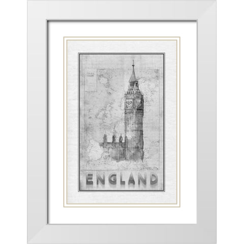 Travel England White Modern Wood Framed Art Print with Double Matting by Murdock, Ramona