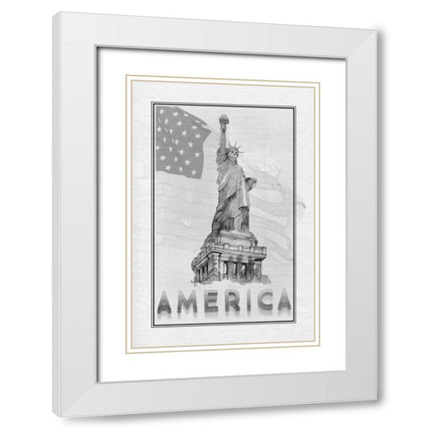 Travel America White Modern Wood Framed Art Print with Double Matting by Murdock, Ramona