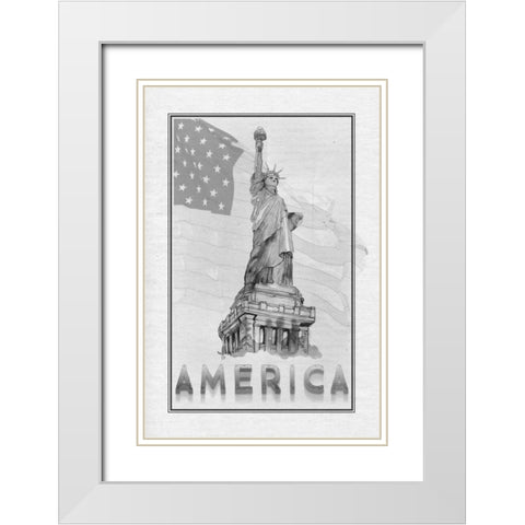 Travel America White Modern Wood Framed Art Print with Double Matting by Murdock, Ramona