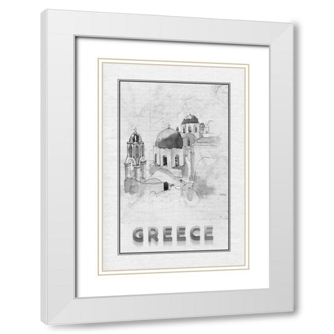 Travel Greece White Modern Wood Framed Art Print with Double Matting by Murdock, Ramona