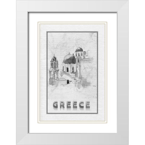 Travel Greece White Modern Wood Framed Art Print with Double Matting by Murdock, Ramona
