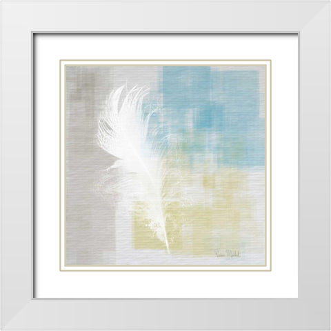 White Feather Abstract I White Modern Wood Framed Art Print with Double Matting by Murdock, Ramona