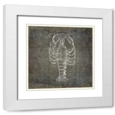 Lobster Geometric Silver White Modern Wood Framed Art Print with Double Matting by Murdock, Ramona