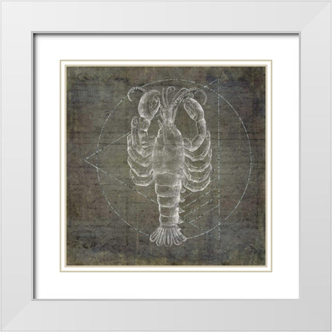 Lobster Geometric Silver White Modern Wood Framed Art Print with Double Matting by Murdock, Ramona