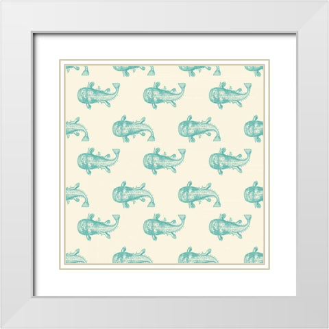 Monster Fish Pattern White Modern Wood Framed Art Print with Double Matting by Murdock, Ramona