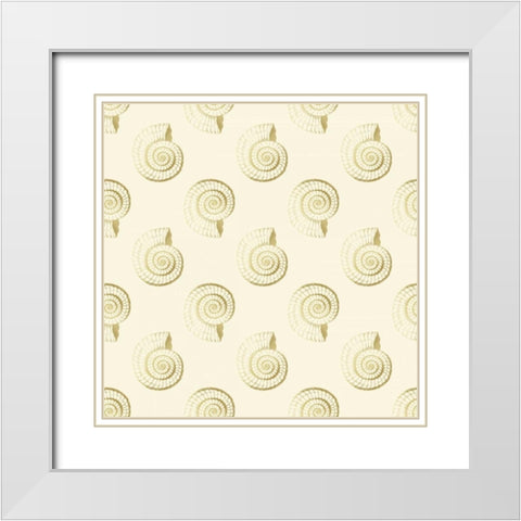Golden Shell Pattern White Modern Wood Framed Art Print with Double Matting by Murdock, Ramona