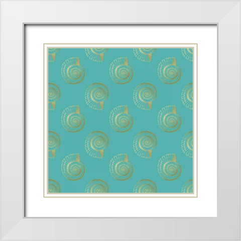 Golden Shell Pattern White Modern Wood Framed Art Print with Double Matting by Murdock, Ramona