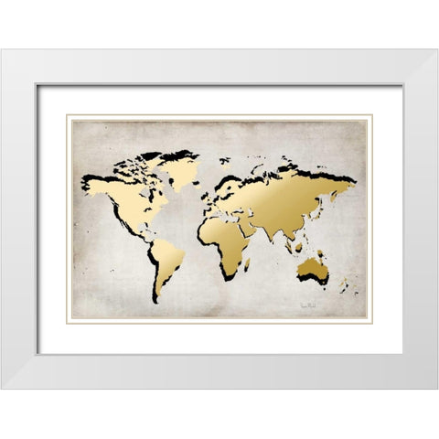 World Map White Modern Wood Framed Art Print with Double Matting by Murdock, Ramona