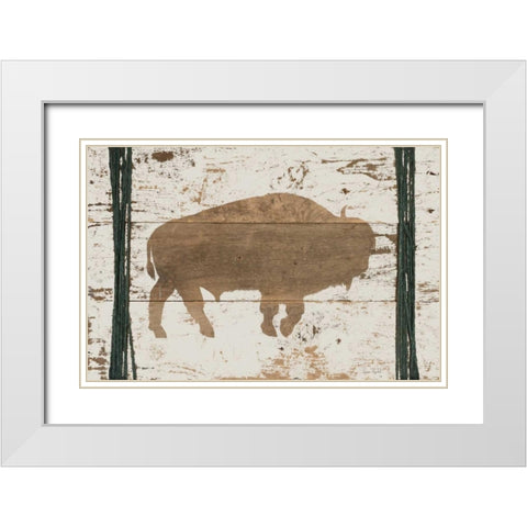 Buffalo in Reverse White Modern Wood Framed Art Print with Double Matting by Murdock, Ramona