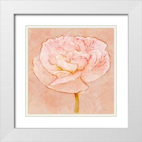 Sweet Peach Poppy II White Modern Wood Framed Art Print with Double Matting by Murdock, Ramona