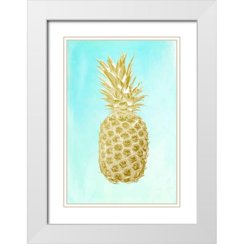 Pineapple Gold White Modern Wood Framed Art Print with Double Matting by Murdock, Ramona