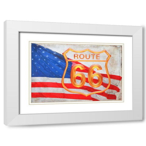 Route 66 White Modern Wood Framed Art Print with Double Matting by Murdock, Ramona