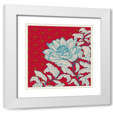 Lotus Bouquet II White Modern Wood Framed Art Print with Double Matting by Murdock, Ramona