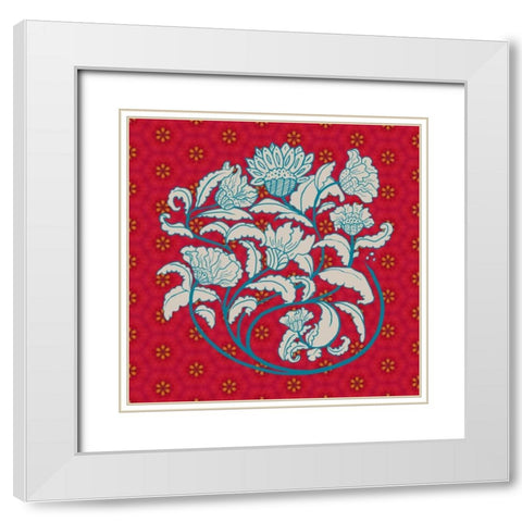 Lotus Motif I White Modern Wood Framed Art Print with Double Matting by Murdock, Ramona