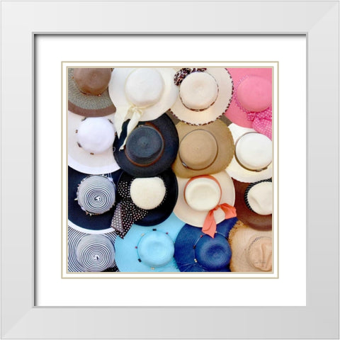 Hats on a Rack White Modern Wood Framed Art Print with Double Matting by Murdock, Ramona