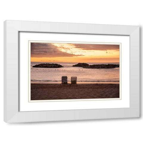 Sunset on The Beach II White Modern Wood Framed Art Print with Double Matting by Murdock, Ramona
