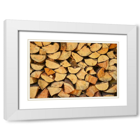 Wood Pile I White Modern Wood Framed Art Print with Double Matting by Murdock, Ramona