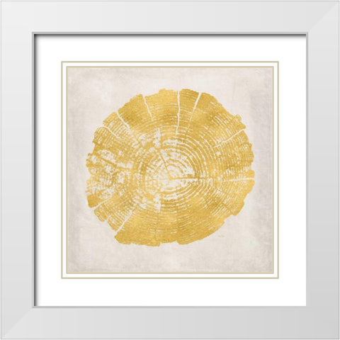 Tree Stump Golden I White Modern Wood Framed Art Print with Double Matting by Murdock, Ramona