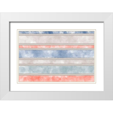 Coastal Stripe I White Modern Wood Framed Art Print with Double Matting by Murdock, Ramona