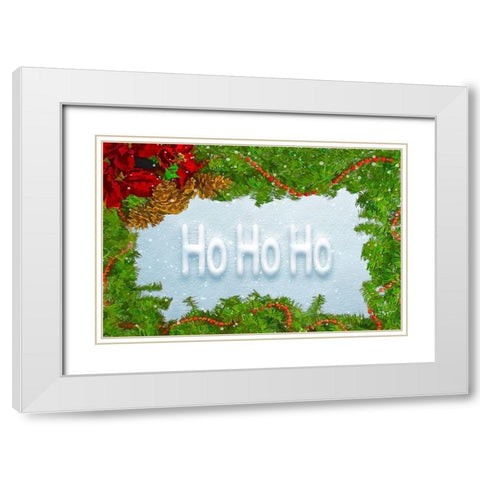 Ho Ho Ho White Modern Wood Framed Art Print with Double Matting by Murdock, Ramona