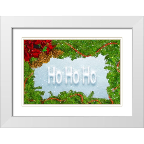 Ho Ho Ho White Modern Wood Framed Art Print with Double Matting by Murdock, Ramona