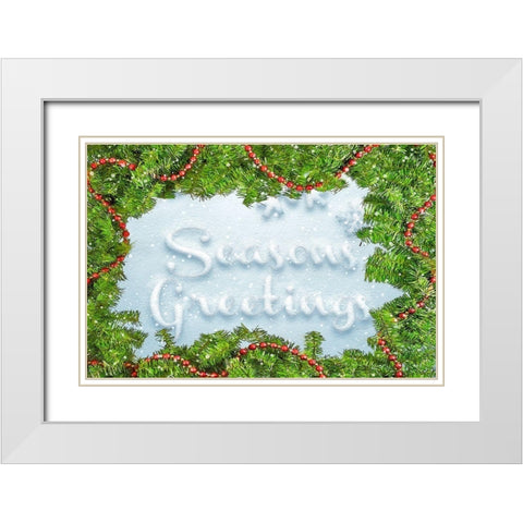 Seasons Greetings White Modern Wood Framed Art Print with Double Matting by Murdock, Ramona