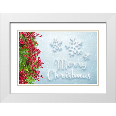 Merry Christmas White Modern Wood Framed Art Print with Double Matting by Murdock, Ramona