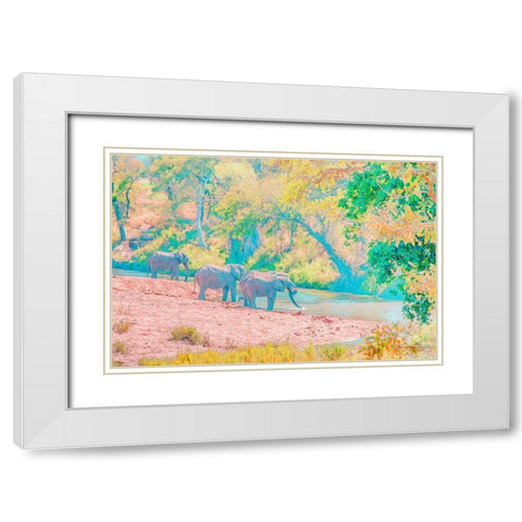 Waterhole Rendezvous I White Modern Wood Framed Art Print with Double Matting by Murdock, Ramona