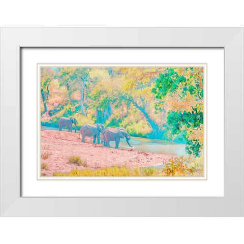 Waterhole Rendezvous I White Modern Wood Framed Art Print with Double Matting by Murdock, Ramona