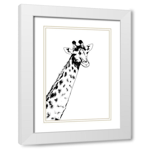 Giraffe White Modern Wood Framed Art Print with Double Matting by Murdock, Ramona