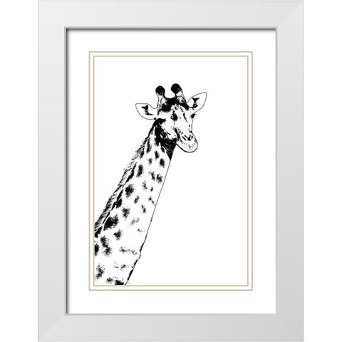 Giraffe White Modern Wood Framed Art Print with Double Matting by Murdock, Ramona
