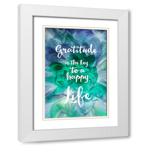 Gratitude is the Key White Modern Wood Framed Art Print with Double Matting by Murdock, Ramona