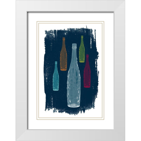 Five on Navy White Modern Wood Framed Art Print with Double Matting by Murdock, Ramona