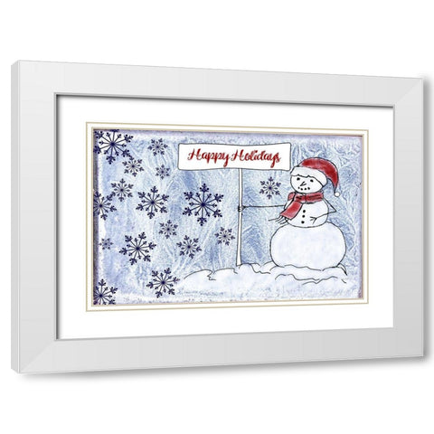 Happy Holidays White Modern Wood Framed Art Print with Double Matting by Murdock, Ramona