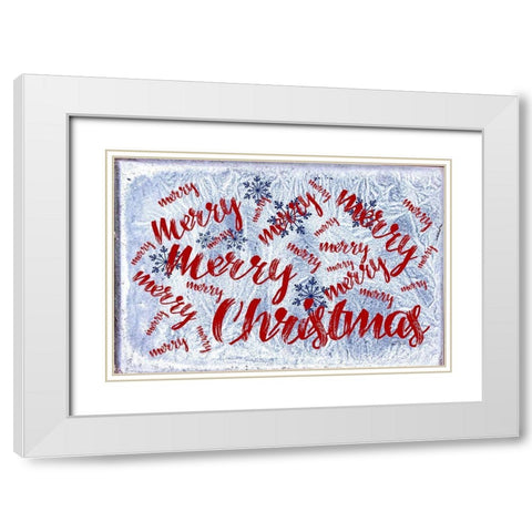 Merry Merry Christmas White Modern Wood Framed Art Print with Double Matting by Murdock, Ramona