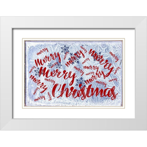 Merry Merry Christmas White Modern Wood Framed Art Print with Double Matting by Murdock, Ramona